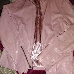 A.M.I Women Authentic light pink 100% Leather Jacket S